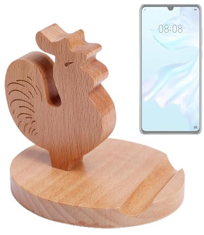 Wooden Mobile Phone Holder, 8 x 9.5 x 9.5 cm, Animal Mobile Phone Stand, Animal Mobile Phone Holder, Cute Desktop Phone Holder, Creative Cat Mobile Phone Holder for Desktop, Pack of 1