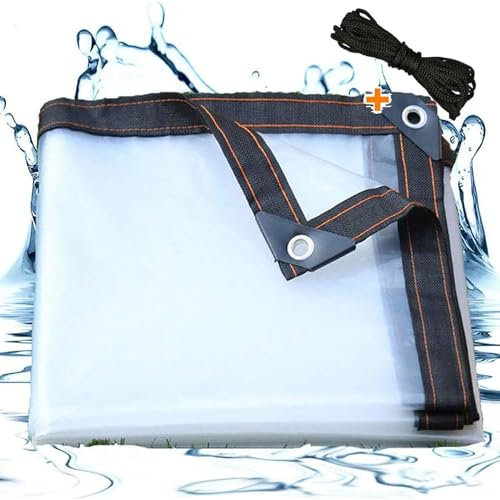 Lona Impermeable Transparente, Universal Lonas con Ojales, Lona de Proteccion Transparente Exterior, para Muebles, Jardín, Piscina, Coche 120 g/m2,A,1×2m/3×7ft