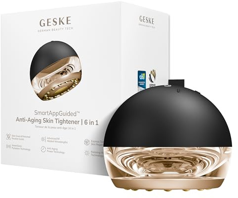 GESKE Anti-Aging Skin Tightener | 6 in 1 | Wärmetechnologie | SmartAppGuided™ | Fortschrittliches Anti-Aging | Radiofrequenz Hautstraffung | Hauterneuerung mit SmartSonic Pulsations