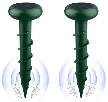 Vmxlso 2 Stück Maulwurf Vertreiber, Maulwurf Vertreiber Testsieger, Maulwurfschreck Solar, Wasserdicht Maulwurf Vertreiben, Wühlmaus Vertreiben, Maulwurfschreck für Rasen, Garten, Bauernhof