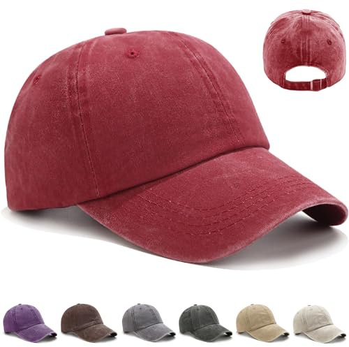 CWENDANER Unisex Baseballkappe, Baseball Cap Damen Herren 100% Baumwolle, Vintage Basecap Kappe, Verstellbar Schildmütze Für Sport Reisen Drauße, Einfarbig, Einheitsgröße Baseballmütz