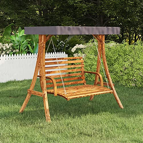 Xichuzi Schaukelgestell mit Dach Anthrazit Bugholz mit Teak-Finish, Hollywoodschaukel Balkon, Schaukel, Gartenschaukel, Verandaschaukeln, Gartenschaukelstuhl, Schaukelbank Outdoor