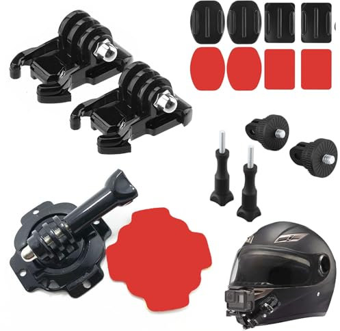 ZWWOGE Support Adhésif pour GoPro, Supports de Casque Flexible pour Insta360,Support Gopro Casque Moto,Accessoires Gopro et Insta360,Kit d'Accessoires pour Caméras d'action (12 en 1)