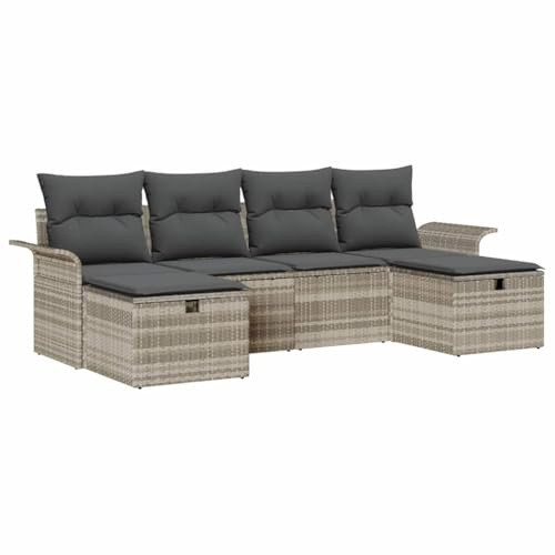 vidaXL Gartensofa-Set 6 STK. Poly Rattan