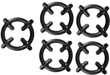 Mikinona Gas Stove Racks and Wok Support Racks, 5pcs Black Steel Pot Brackets for Household Cooking, Sturdy Pan Stands Suitable for Gas Hob Use