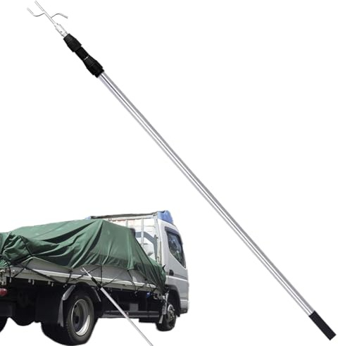 Frachtgreifer, Greifwerkzeug, 12 m, robuste Pickup-Greifer, Teleskopstange mit zwei Haken, Mehrzweck-Greifwerkzeug für Pickup, LKW, Boot, Lager, Outdoor-Zubehör