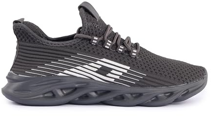 Mens Fashion Trainers – Lightweight Breathable Mesh Running, Sports & Leisure Shoes (Grey, UK6)