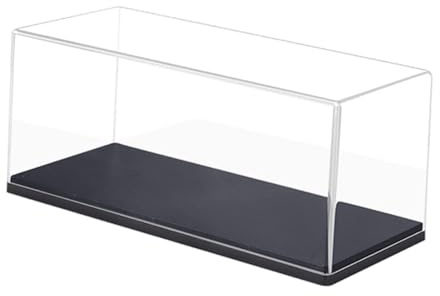 Oshhni Klare Acryl-Vitrine für Modellautos, 1/43, Sacle-Thekenvitrine für Erinnerungsstücke, Kunst, Spielzeugautos und Figuren, Schwarzer Sockel