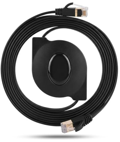 ZenithAur CAT 7 Ethernet Cable, Retractable CAT7 RJ45 600MHz Shielded Patch LAN Network Cable Flat Ethernet Cord 2M