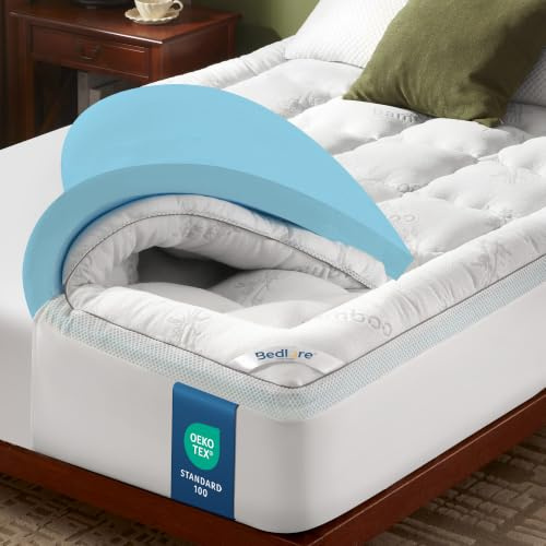 BEDLORE Gel Topper 140x200cm mit H2, Atmungsaktiv & Weich, Weiß | Gel-Memory-Schaum, Rückenschmerzlindernd, 40 % Bambusfaser, 30cm Tiefe Taschen, OEKO-TEX, Waschbar 40–60°C