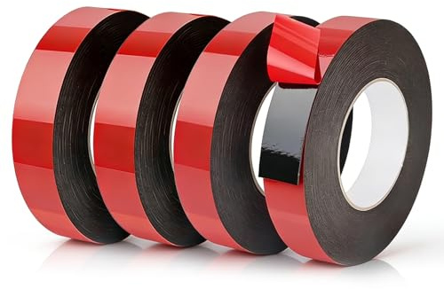 Kisizity Doppelseitiges Klebeband Extra Stark 10m x 25mm Wasserfest Multifunktionales Montageklebeband Hochtemperaturbeständig Doppelklebeband für Auto Heimdekoration (4, Schwarz, 10m x 25mm)