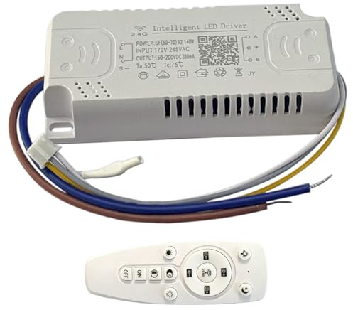 Ounfhtrttk APP-Steuerung Dimmbarer Farbwechsel-LED-Treiber 2.4G Fernbedienung Intelligenter Transformator für Kronleuchter (50-70W) X2 140W