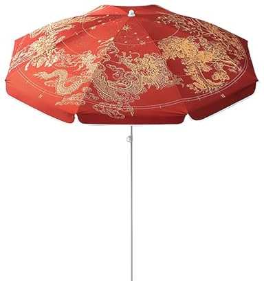 HCBUTAE Folding Beach Umbrella Portable & Adjustable Garden Parasol, UV Protection, Waterproof, for Outdoor Use Lightweight Sunshade for Travel and Picnics(Red)