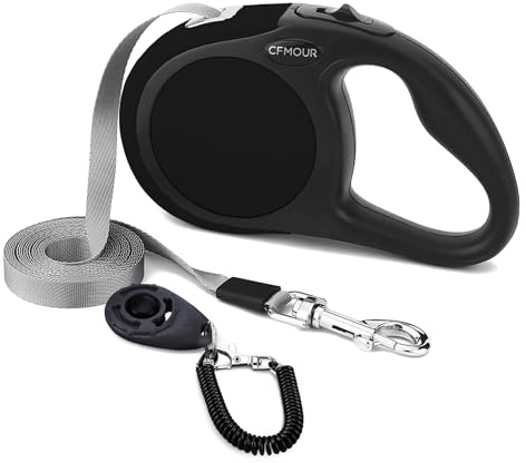CFMOUR Retractable Dog Lead, 5m / Up to 20kg Dogs, Black