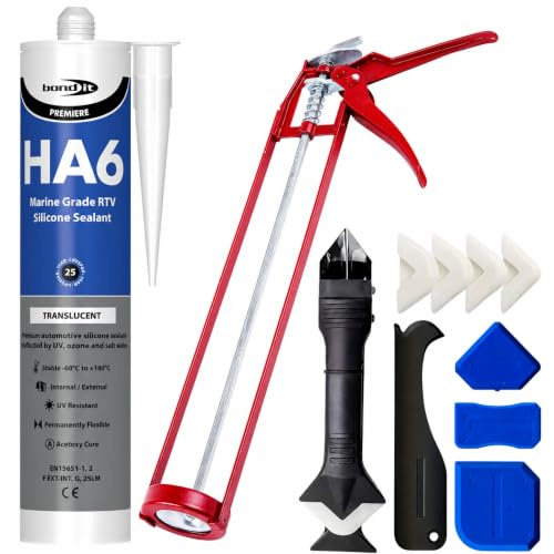 Clear Silicone Sealant Kit With Bathroom Silicone Sealant, Silicone Remover Tool And Sealant Gun - Aquarium Glue, Shower Sealant, Caulking Gun, Silicone Gun Applicator, Mastic Gun