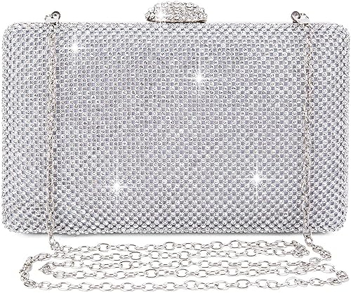 BAIGIO Women's Clutches Diamante Silver Gold Clutch Bag for Wedding Party Sparkly Rhinestone Evening Bag Ladies Handbag