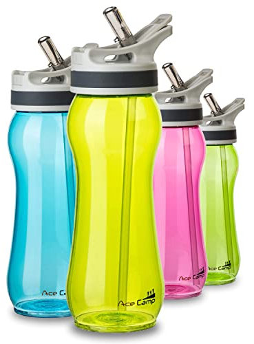 AceCamp TRITAN Trinkflasche | Sportflasche | BPA-frei | für alle Getränke I Springdeckel gelb 550 ml