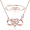 BlingGem Damen Schmuck-Set aus Rosegold vergoldet 925 Sterling Silber Zirkonia Infinity Unendlichkeit Herz Ketten und Armband Geschenk Frauen
