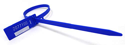 Precinto Seguridad de Plástico Tipo Brida Plana Ajustable de 310 mm de Largo Útil (1000 Unidades) Azules