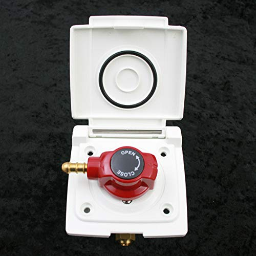 pro-Styling Prise de gaz extérieure, clapet d'alimentation pour camping-car ou caravane, Blanc, Poignée rouge, Manuel