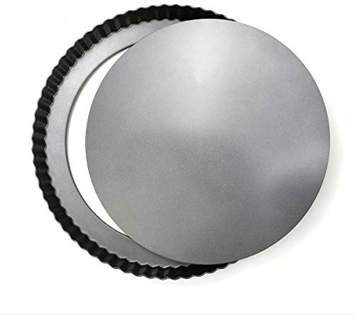 LUUFAN Antihaft-Quicheform Torteform mit losem Boden, runder geriffelter Flan Zinn (22cm)