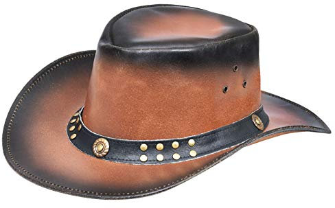 Infinity Leather Australischer Rauchbrauner Western Cowboy Hinterland Aussie Buchse Hut Aus Echtem Leder L
