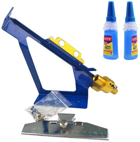 SHARROW Befiederungsgerät Bogenschießen Pfeil Fletching Jig Verstellbar Sticky fletching Werkzeug mit 401 Kleber (Blau)