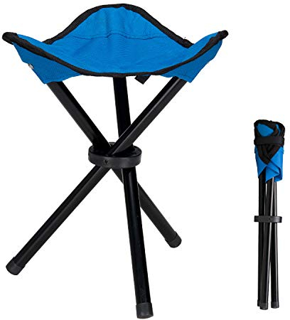COVVY Outdoor-Stativhocker, tragbar, faltbar, klein, 3-beinig, Segeltuch-Stuhl für Wandern, Camping, Angeln, Picknick, Strand, Grillen, Reisen, Rucksackreisen, Gartensitz (blau)