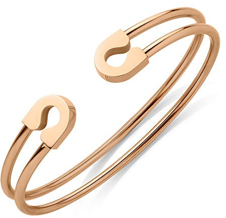 555Jewelry Bracciale rigido aperto in acciaio inox a doppio filo, per donne e ragazze, One Size, Metallo
