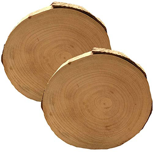 Sternfabrik 2 Stück Holzscheibe aus echtem Holz 20cm Ø ca. 2,5 cm dick Dekoration Tischplatte mit Rinde Couch-Tisch