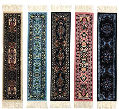 Set mit 5 Teppich-Lesezeichen, bunte Teppich-Lesezeichen zum Lesen, Miniatur-Design, orientalisches Design, Bürozubehör