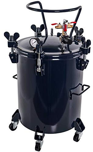 TCP Global 10 Gallon (38 Liters) Pressure Pot Tank for Resin Casting - Heavy Duty Powder Coated Pot with Air Tight Clamp On Lid, Caster Wheels, Regulator, Gauge - Use for Curing Resin in Casting Molds