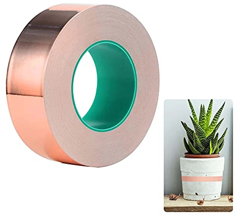 TSLBW Copper Foil Tape,Slug Repellent Copper Foil Tape with Conductive Adhesive,More Wide Adhesive Copper Slug Snail Barrier Tape for Guitar and EMI Shielding,Soldering,Electrical Repairs(30mm x 20m)