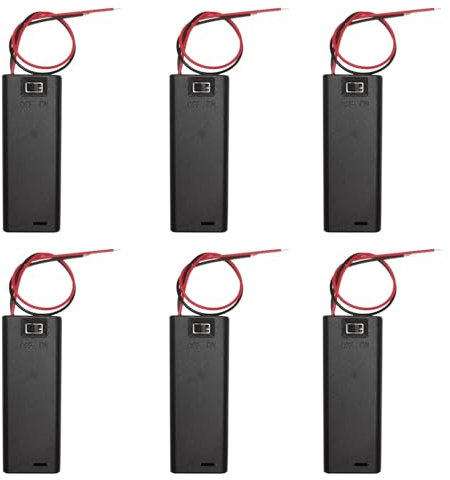 Lpdphanxfkx 1 X 1.5V AA Battery Holder with Switch and Cover, 6 Pcs Single AA Battery Holder, 1 X 1.5V AA Battery Holder with Leads Wires, Very Suitable for DIY