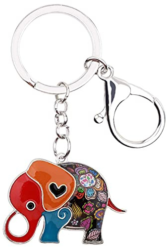 NEWEI Porte-clés en émail en forme d'éléphant - Cadeaux pour femmes et filles