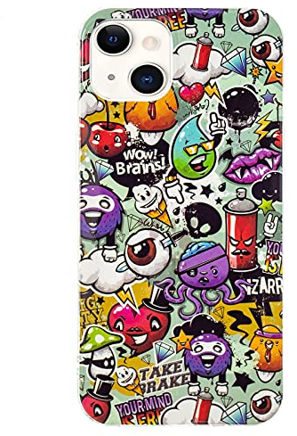DasKAn Kompatibel mit iPhone 13 Mini 5,4 Leuchtend Silikon Hülle, Licht im Dunkeln Fluoreszierend Bunt Muster Kratzfest Stoßfest Fallschutz Ultra Dünn Flexibel TPU Schutzhülle, Graffiti