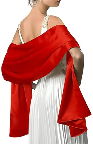 LumiSyne Damen Satin Chiffon Festlich Stola Schal Einfarbiger Leichter Schalverpackung Für Braut Brautjungfer Hochzeit Abendkleid Abschlussball