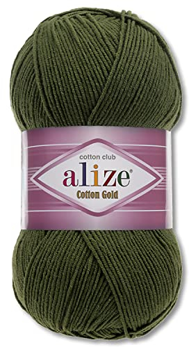 Alize 100 g Cotton Gold Premium Wolle in 59 Sommerwolle Garn Stricken Amigurumi (29 | Khaki)