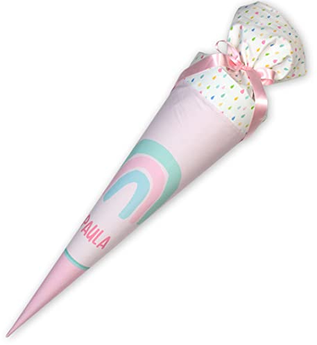 Dein Lieblingsteil Schultüte aus Stoff REGENBOGEN ROSA/PINK Zuckertüte mit Namen 70 cm/ 85 cm
