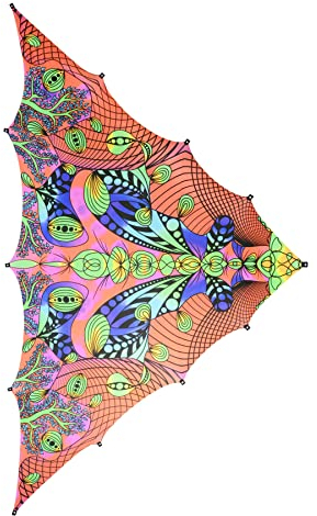 PSYWORK Schwarzlicht Segel Spandex | Dreieck XL Lemon Tree Wonderland Red | 3,25 x 6,50m | UV-aktiv | leuchtend | Wandtuch Wandbehang Stoff Neon Deko Party Tuch Tapestry Poster Psy Goa