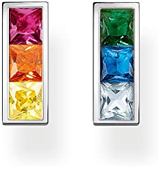 Thomas Sabo Ohrstecker mit bunten Steinen aus 925er Sterling-Silber, Höhe: 10mm, H2250-477-7