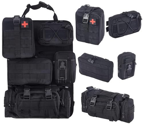 BXBXHD Taktischer LKW-Organizer für Rücksitz, Aufbewahrungstasche, Molle-Panels für Fahrzeuge, Auto und SUV mit vielen praktischen Fächern, Schwarz, 6 Stück