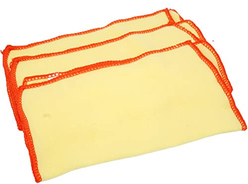 HOVUK 3PCS Microfibre Cleaning Cloths 30x30cm – Lint-Free Soft Kitchen Dusters for Glass Car Bathroom – Reusable Washable Towels for Dry Wet Cleaning with Red Lining