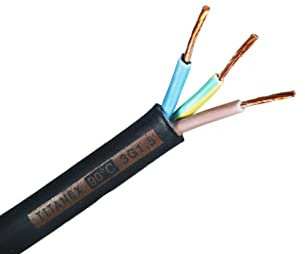 Nexans Titanex Gummikabel H07RN-F 3G1,5 3x1,5mm² schwarz für Baustelle Garten Boot Camping 5m Ring