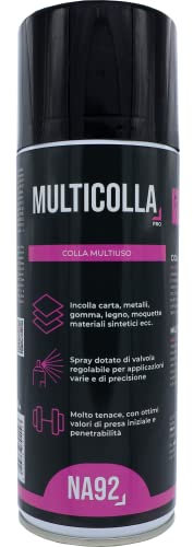 MULTICOLLA PRO Colla Spray per Carta, Legno, Metalli, Tessuti, Materiali Sintetici, 400 ML, NA92 PRO (12 pezzi)