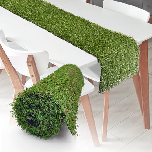 WALPLUS 200 cm x 33 cm Kunstrasen Tischläufer Wiederverwendbar Fake Kunstrasen Tischdecke Leicht zu Reinigen für Event Party Mincraft Dekoration Verrückter Hutmacher Nachmittagstee Ostern Festival