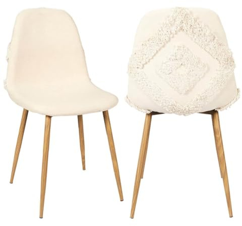 AltoBuy WAP - Lot de 2 Chaises Blanches à Motifs Pieds Effet Bois