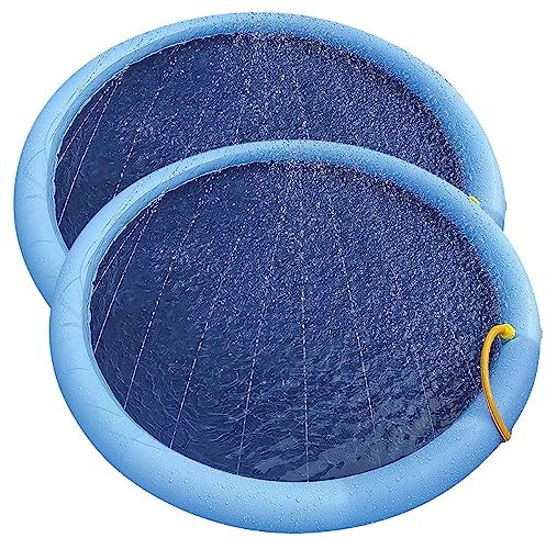 infactory Wassermatte: 2er-Set Wasser-Spielmatte für Kinder & Hunde, Schlauchanschluss, PVC (Sprinklerpool, Spritzpools, Gartenschlauch)