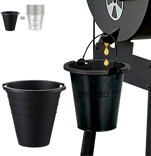 Easyki 2pcs reuasble Silicone Grease Bucket Liners Compatible for Traeger/Pit Boss ect/Oklahoma Joe' /Green Mountain Grill Drip Tray Bucket Liner for pro Pellet Wood Smoker Grill Accessories（Black）
