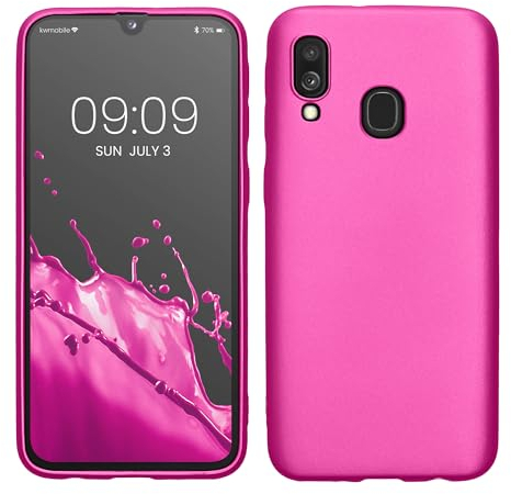 kwmobile Case kompatibel mit Samsung Galaxy A40 Hülle - Schutzhülle aus Silikon metallisch schimmernd - Handyhülle Metallic Pink